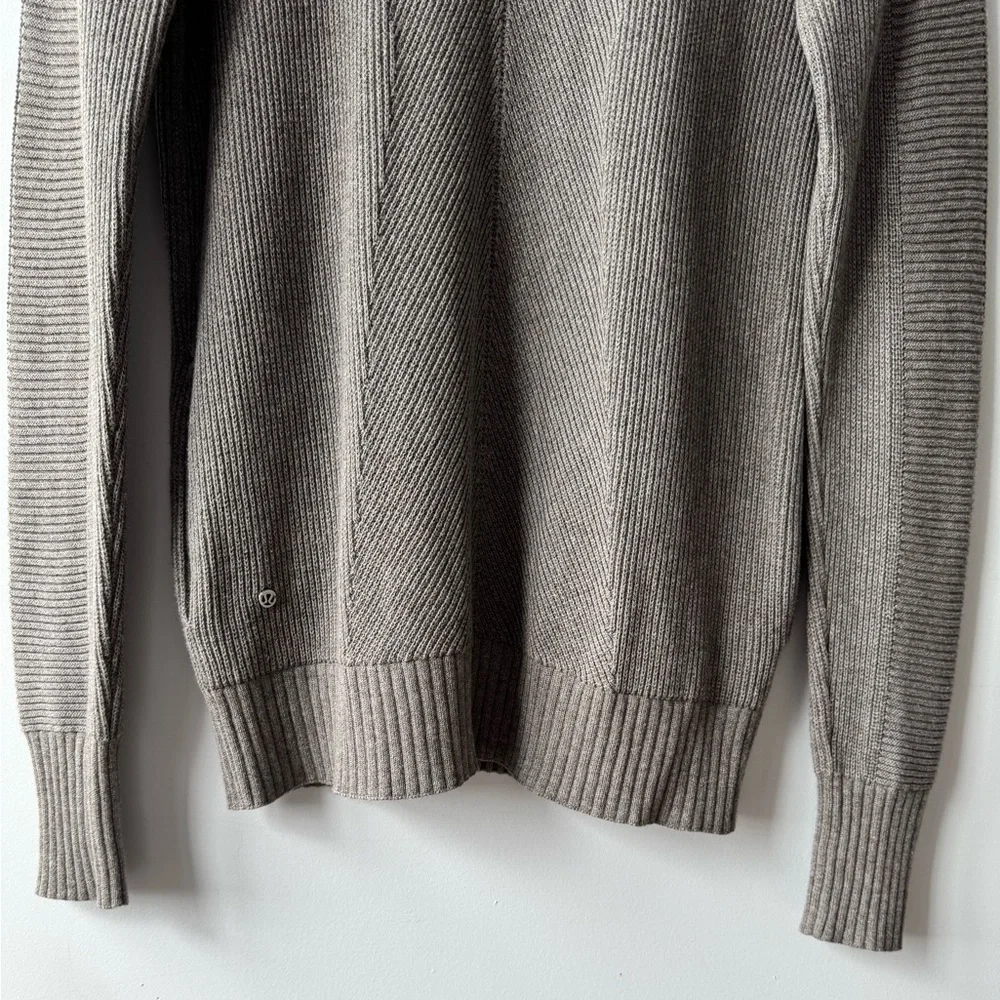 Lululemon Cozy Calling Turtleneck Knit Sweater Heathered Taupe Gray Pima Cotton